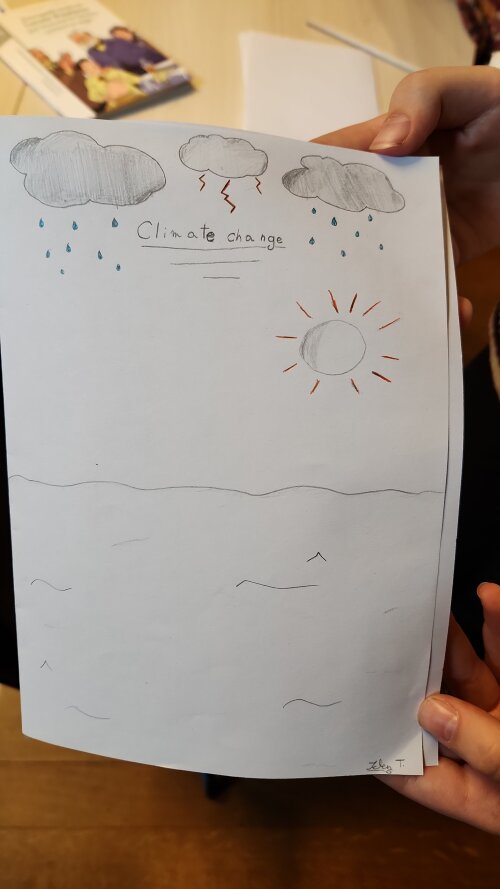 A young attendee's drawing of climate change
