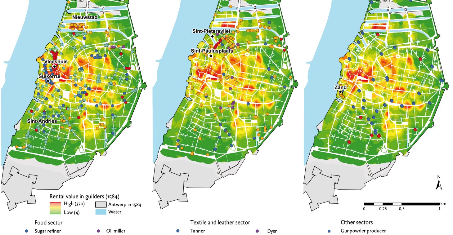 Chapter 6 - Analysis showing the location of potentially polluting professions in 1584