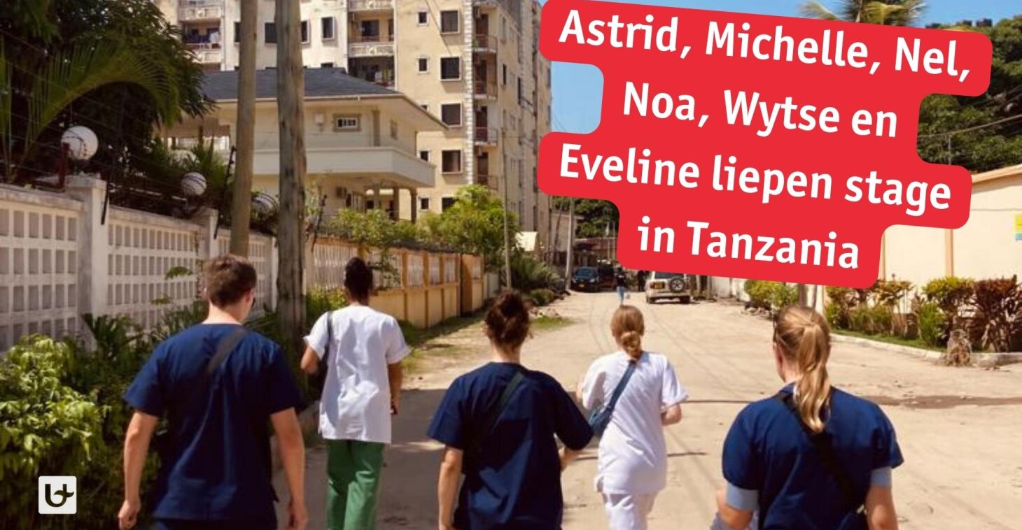 Astrid, Michelle, Nel, Noa, Wytse en Eveline liepen stage in Tanzania