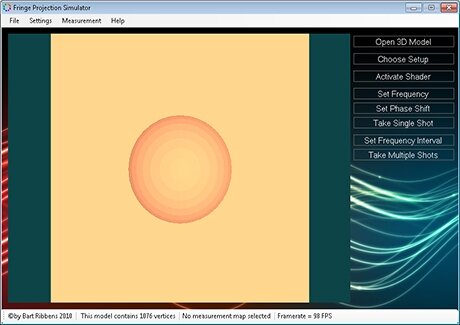 Overview of the Fringe Projection Simulator with a loaded 3D model