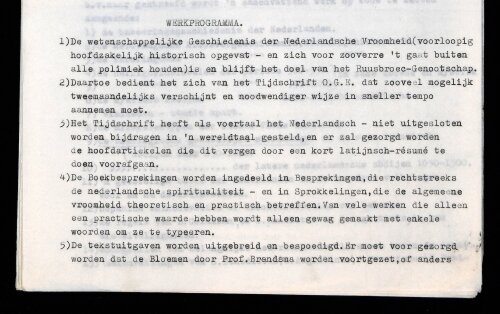 Fragment uit de voorlopige statuten van het RG. Archief RG, Administratie, 1.2.